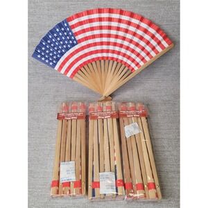 18 Lillian Vernon Patriotic Hand Fans #793200 Red White Blue Go USA America NEW